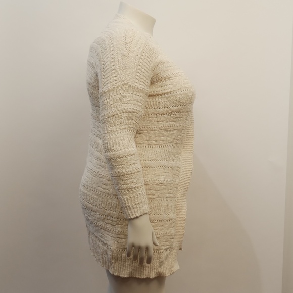 Plus Size 0X XL Cotton Long Sleeve Cardigan Open Knit w Striped Pattern NWO - Picture 2 of 5